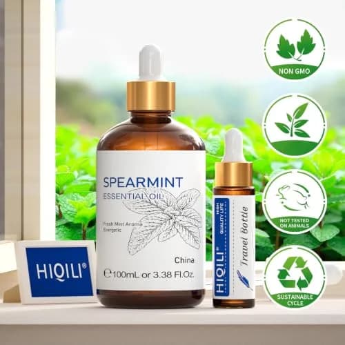HIQILI Spearmint Essential Oil 100ml (3.38 Fl Oz) | Pure & Natural for Aromatherapy, Skin Care thumbnail 7