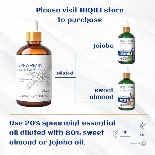 HIQILI Spearmint Essential Oil 100ml (3.38 Fl Oz) | Pure & Natural for Aromatherapy, Skin Care thumbnail 2