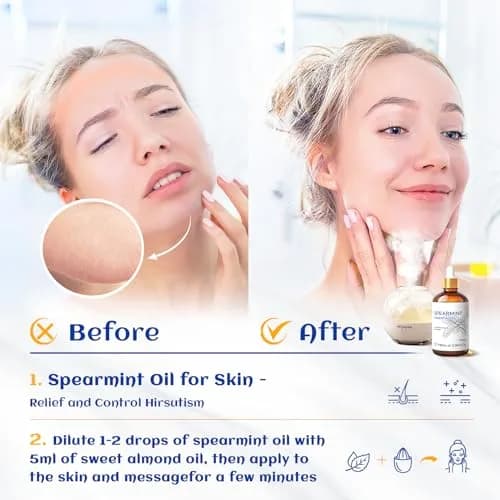 HIQILI Spearmint Essential Oil 100ml (3.38 Fl Oz) | Pure & Natural for Aromatherapy, Skin Care thumbnail 3