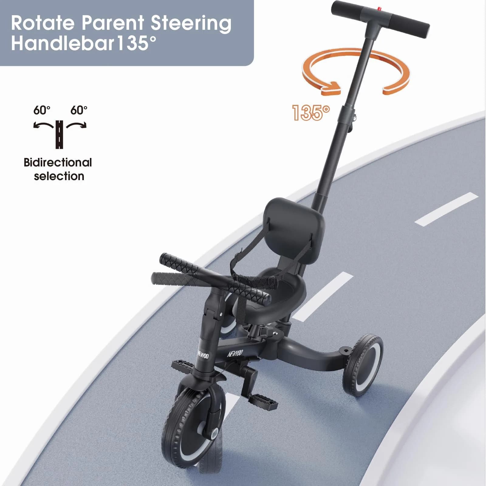 newyoo TR007 Toddler Tricycle & Balance Bike - Grey, 12-36 Months - view 3