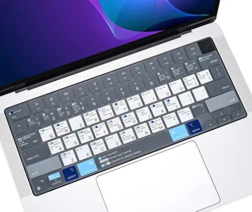 CASEDAO Mac OS Shortcut Keyboard Cover for MacBook Pro 14"/16" & Air 13.6"/15.3" - Blue & White (US Layout) thumbnail 1