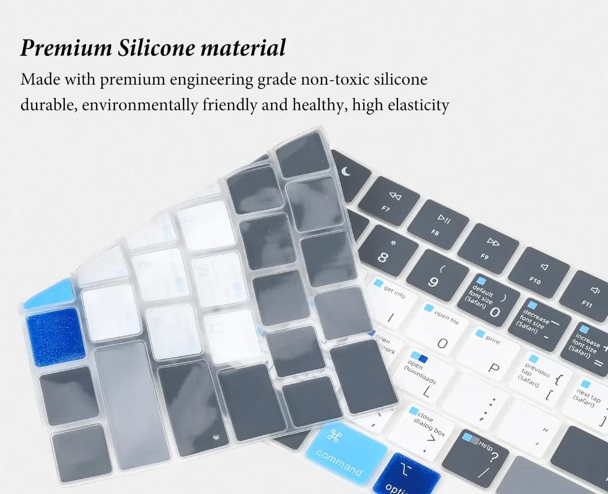 CASEDAO Mac OS Shortcut Keyboard Cover for MacBook Pro 14"/16" & Air 13.6"/15.3" - Blue & White (US Layout) - view 3