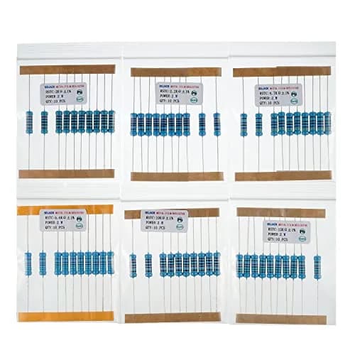 BOJACK Resistor Kit 300 Pcs 30 Values 1Ω - 1MΩ | 2W Metal Film Assortment thumbnail 6