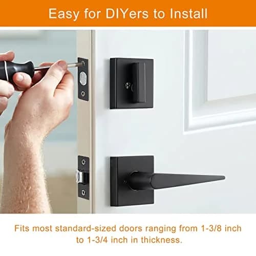 Natsukage Heavy Duty Double Door Handle Set Matte Black | Reversible Lock with Dummy & Deadbolt thumbnail 4