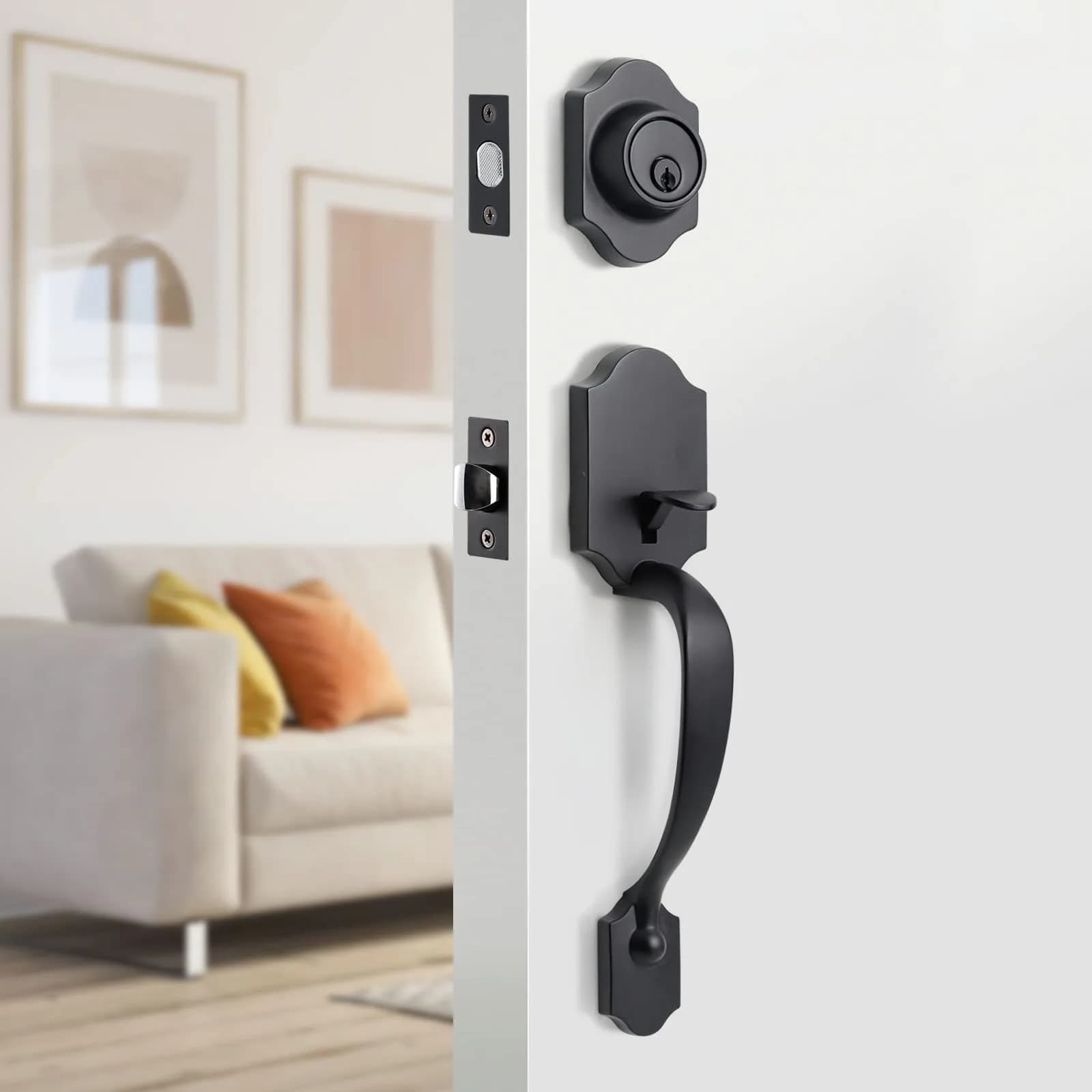 Natsukage Heavy Duty Entry Lock Handle Set | Reversible Matte Black Door Hardware (70-120 chars)