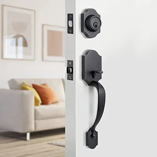Natsukage Heavy Duty Entry Lock Handle Set | Reversible Matte Black Door Hardware (70-120 chars) thumbnail 1