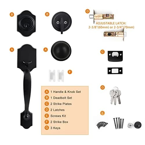 Natsukage Heavy Duty Entry Lock Handle Set | Reversible Matte Black Door Hardware (70-120 chars) thumbnail 4