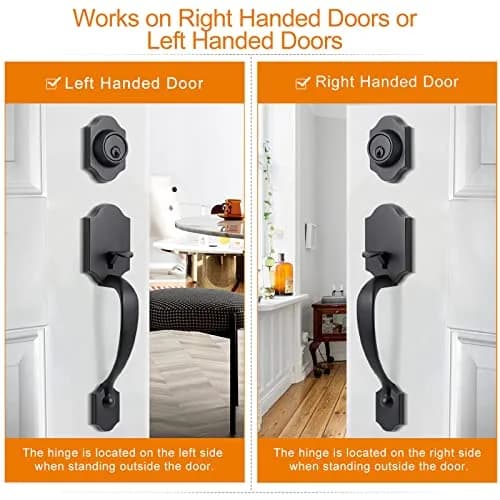 Natsukage Heavy Duty Entry Lock Handle Set | Reversible Matte Black Door Hardware (70-120 chars) thumbnail 6