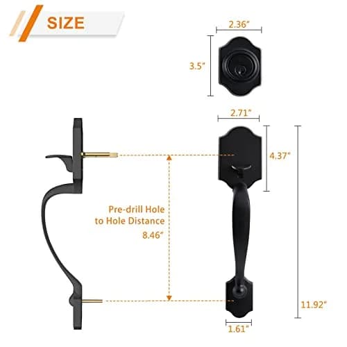 Natsukage Heavy Duty Entry Lock Handle Set | Reversible Matte Black Door Hardware (70-120 chars) thumbnail 3