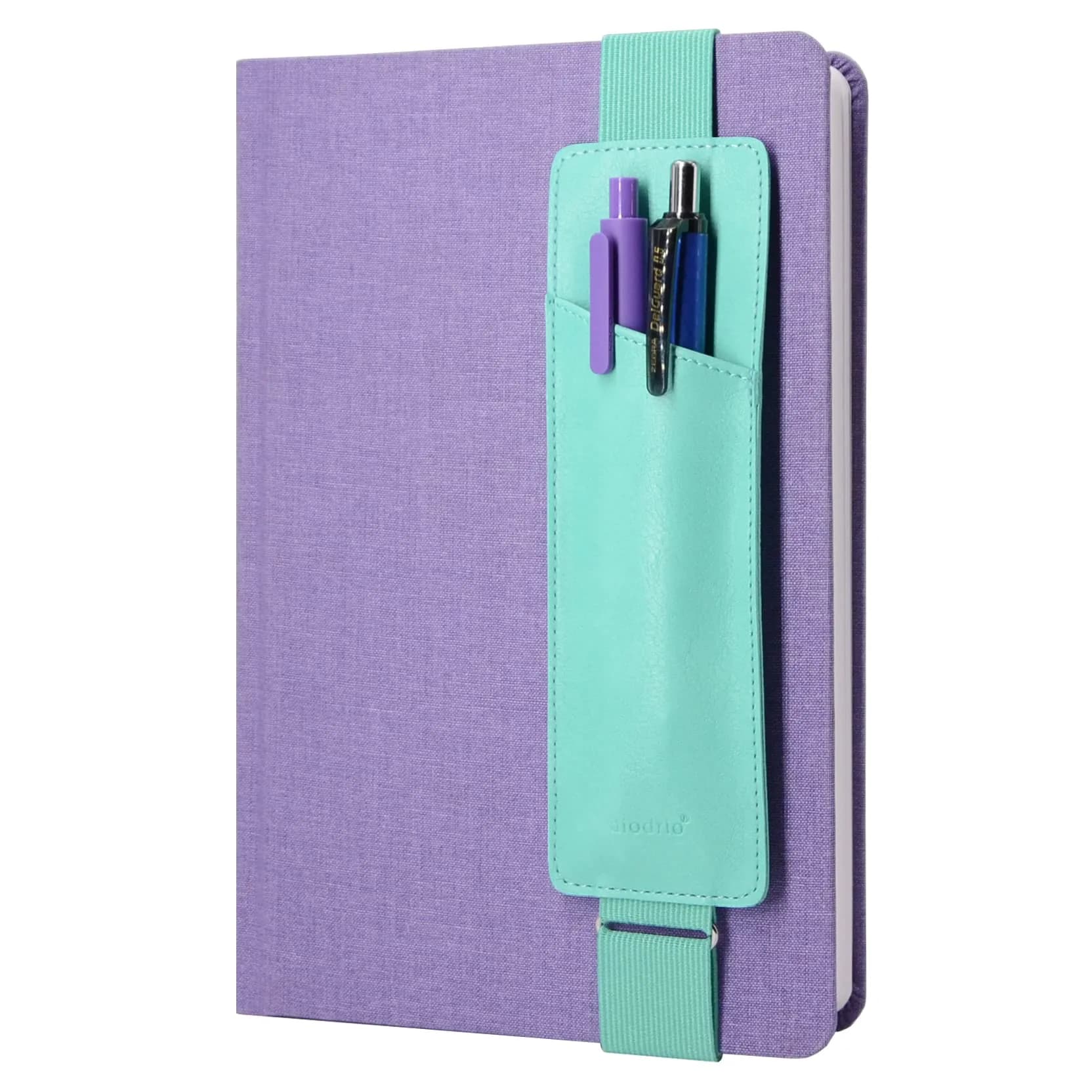 diodrio Adjustable Elastic Band Pen Holder, Black | Fits 8"-11" Notebooks, PU Leather — Mint