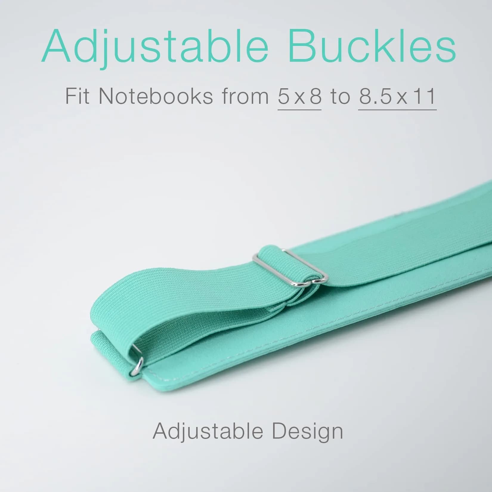diodrio Adjustable Elastic Band Pen Holder Mint | Fits 8"-11" Notebooks, PU Leather, Detachable - view 2
