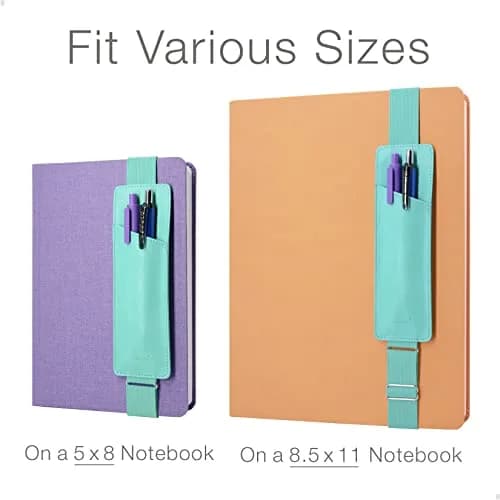 diodrio Adjustable Elastic Band Pen Holder Mint | Fits 8"-11" Notebooks, PU Leather, Detachable thumbnail 4