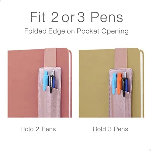 diodrio Adjustable Elastic Band Pen Holder, Pencil Holder, Pen Sleeve Pouch for Hardcover Journals, Notebooks, Planners, Binders, Fit Notebooks from 8" to 11” in Height, PU Leather, Detachable, Rose Gold | Rose Gold thumbnail 6
