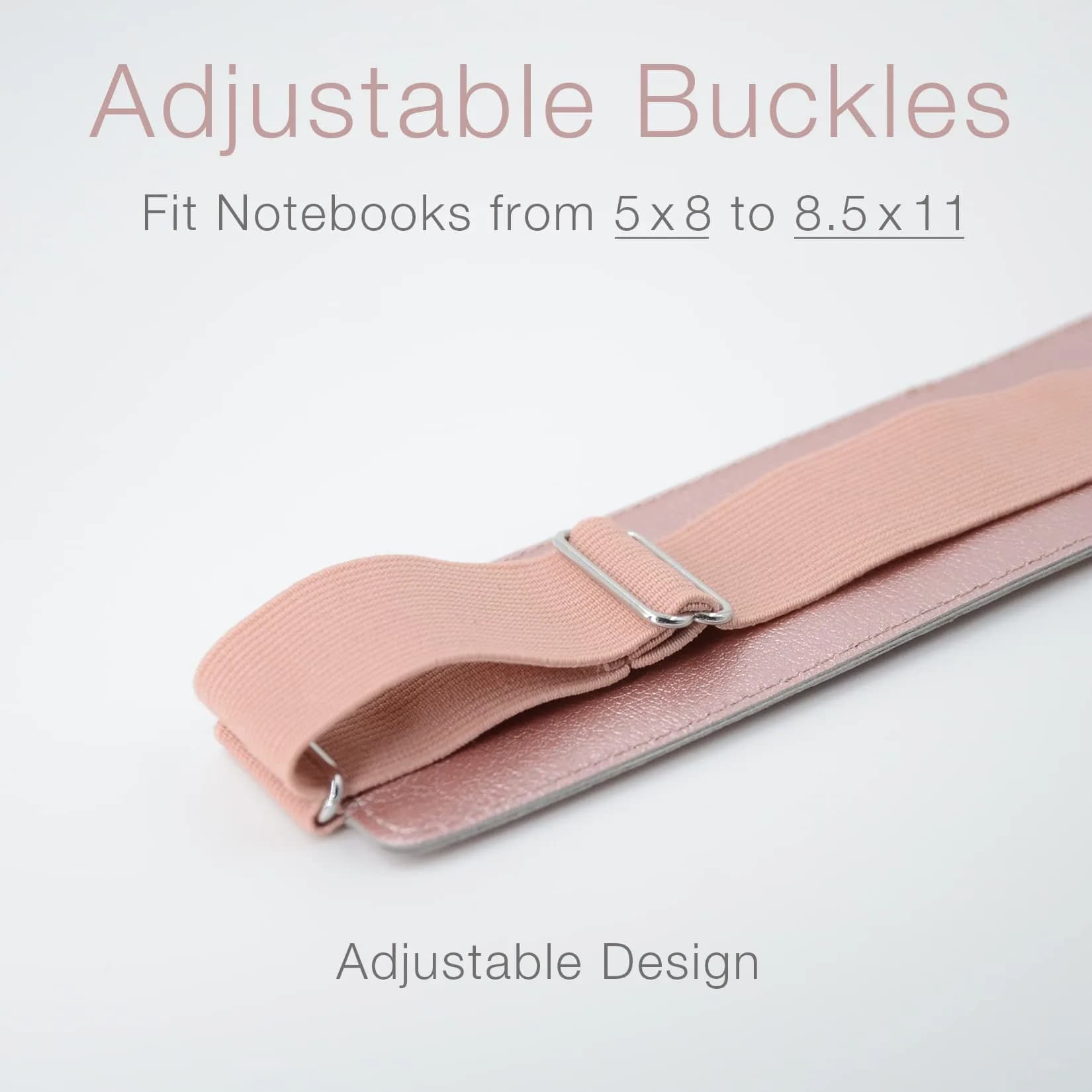 diodrio Adjustable Elastic Band Pen Holder, Pencil Holder, Pen Sleeve Pouch for Hardcover Journals, Notebooks, Planners, Binders, Fit Notebooks from 8" to 11” in Height, PU Leather, Detachable, Rose Gold | Rose Gold - view 2