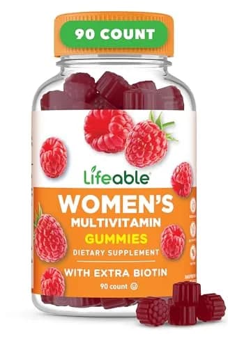 Lifeable Womens Multivitamin Gummies with Extra Biotin, Raspberry, 90 Count | Supports Hair, Skin & Nails thumbnail 1
