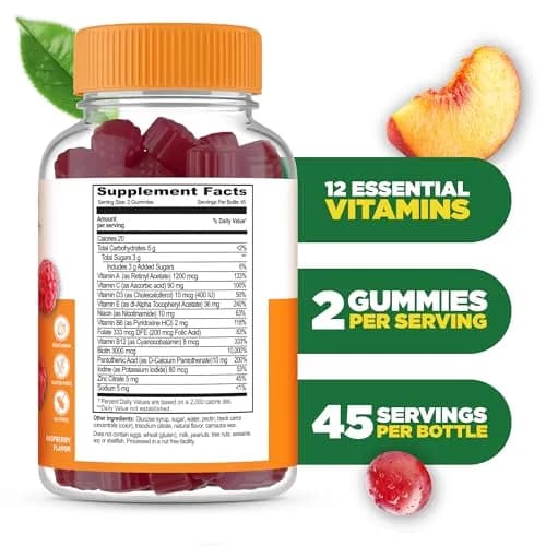 Lifeable Womens Multivitamin Gummies with Extra Biotin, Raspberry, 90 Count | Supports Hair, Skin & Nails thumbnail 2