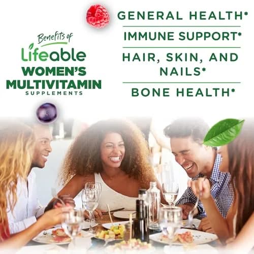 Lifeable Womens Multivitamin Gummies with Extra Biotin, Raspberry, 90 Count | Supports Hair, Skin & Nails thumbnail 3