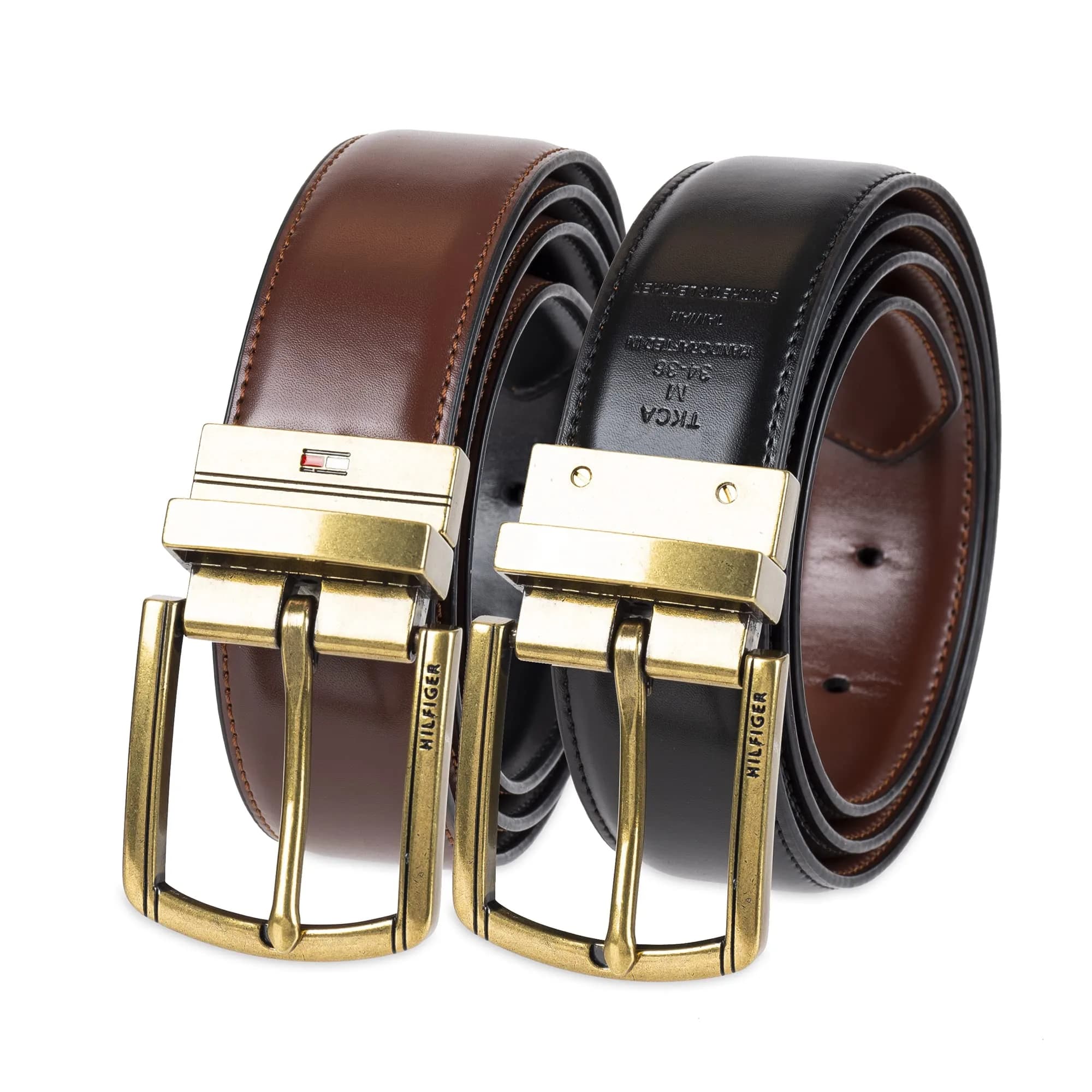 Tommy Hilfiger Men's Reversible Belt - Black/Dark Brown, 35mm Width, Leather & PU Blend - main product image