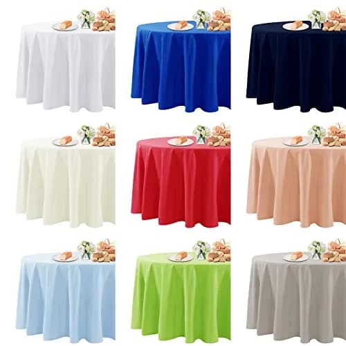 Fokitut 2 Pack Waterproof Round Tablecloth 108 Inch | Stain & Wrinkle Resistant Polyester thumbnail 7