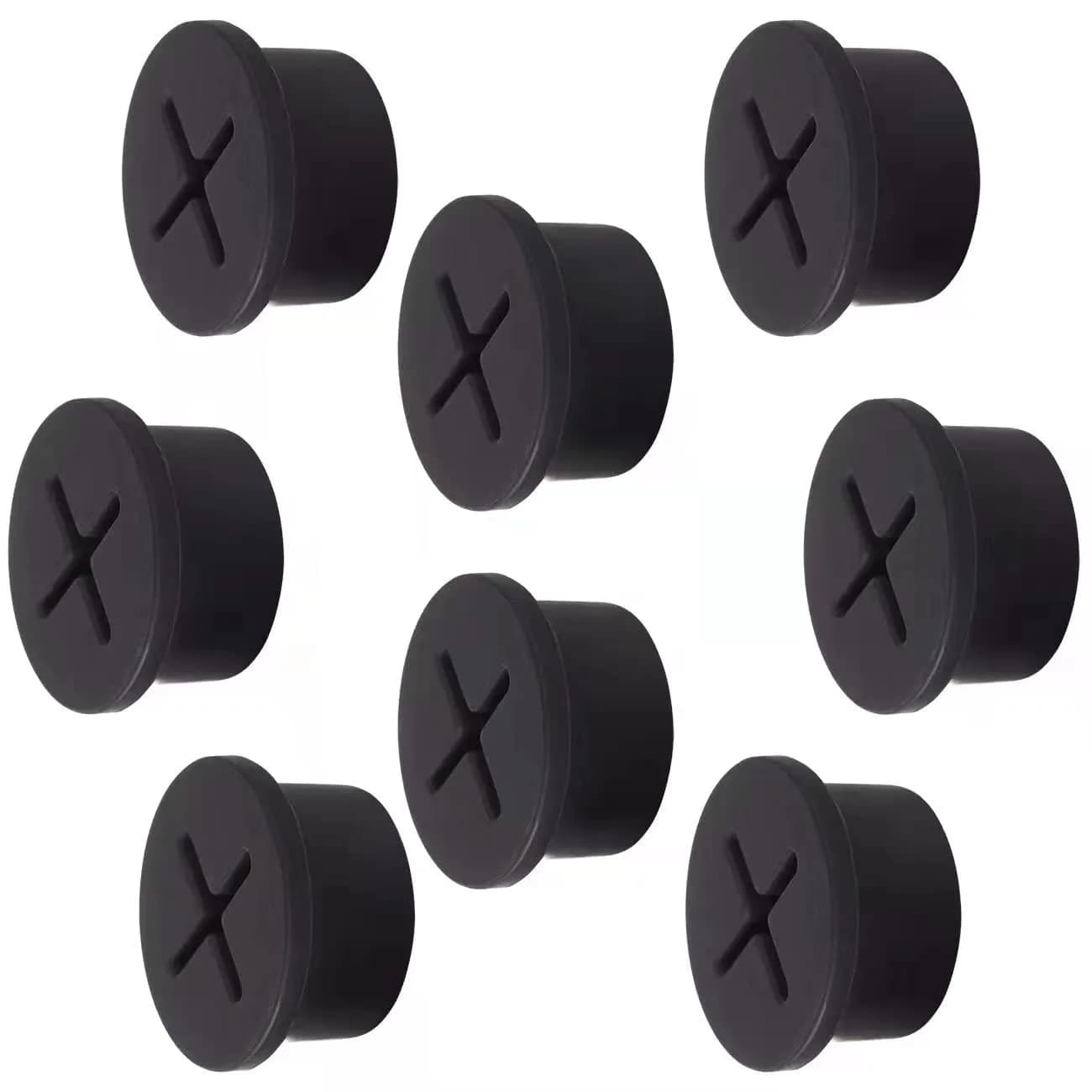keenkee Black Rubber Cable Cord Grommets 3/4 Inch (19mm) Hole Size | Pack of 8 for Desk Wire Management — Black