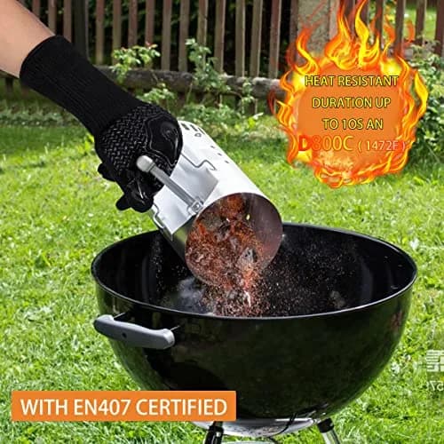 DKHDBD Heat Resistant BBQ Gloves 1472F Black 2-Pack | 37cm (14.5in) Long-Sleeved Protection thumbnail 4