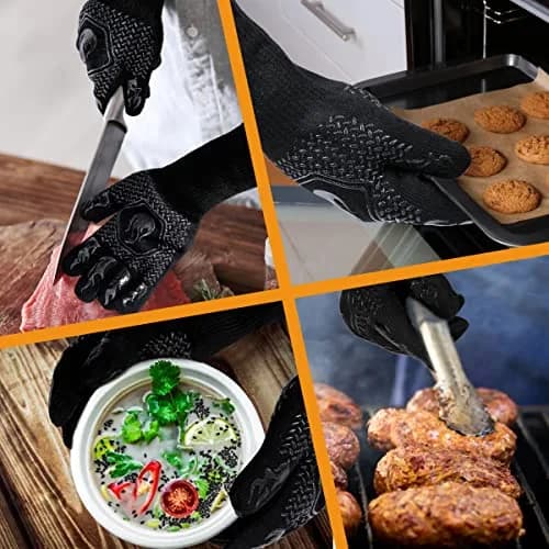 DKHDBD Heat Resistant BBQ Gloves 1472F Black 2-Pack | 37cm (14.5in) Long-Sleeved Protection thumbnail 5