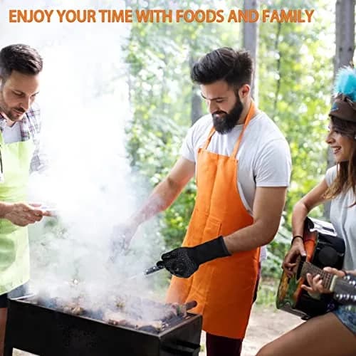 DKHDBD Heat Resistant BBQ Gloves 1472F Black 2-Pack | 37cm (14.5in) Long-Sleeved Protection thumbnail 6