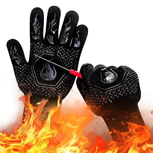 DKHDBD Heat Resistant BBQ Gloves 1472F Black 2-Pack | 37cm (14.5in) Long-Sleeved Protection thumbnail 1