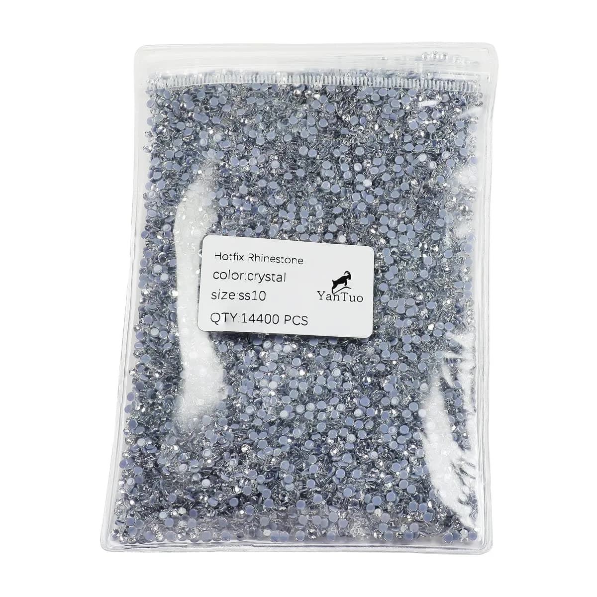YanTuo Clear Crystal Hotfix Rhinestones SS10 14400 pcs | 3mm, Glass, Iron On, DIY Craft - main product image