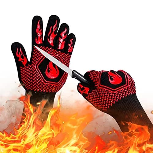 DKHDBD Red Heat Resistant BBQ Gloves 35.56cm (13.8in) | 1472°F Extreme Heat Protection — Red