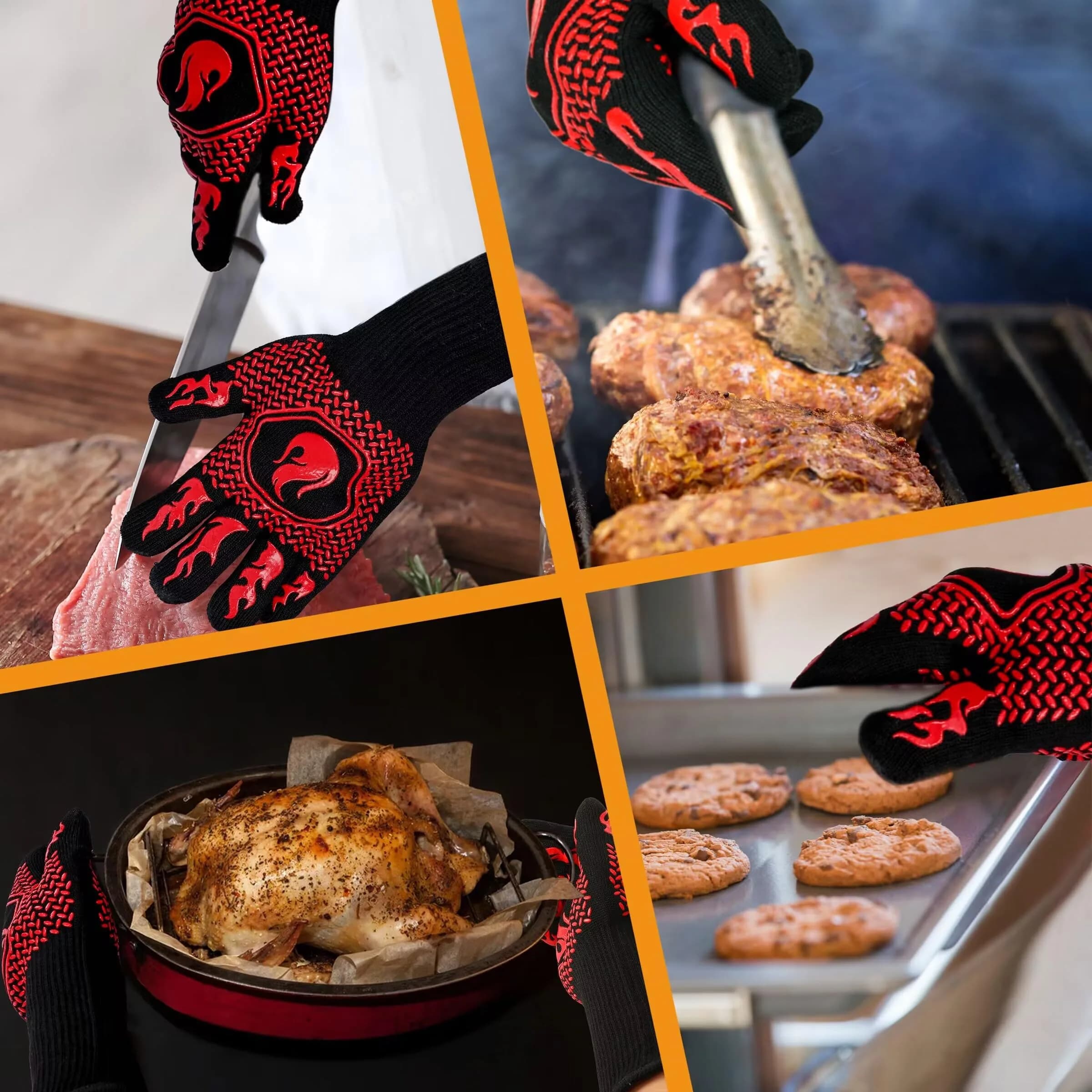 DKHDBD Red Heat Resistant BBQ Gloves 35.56cm (13.8in) | 1472°F Extreme Heat Protection - view 5