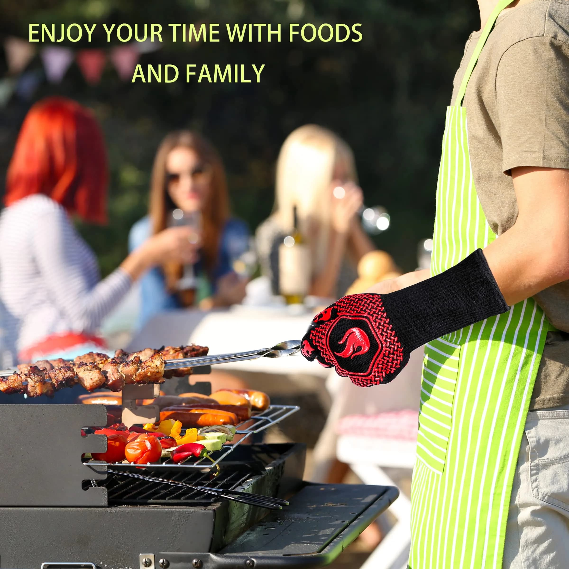 DKHDBD Red Heat Resistant BBQ Gloves 35.56cm (13.8in) | 1472°F Extreme Heat Protection - view 6