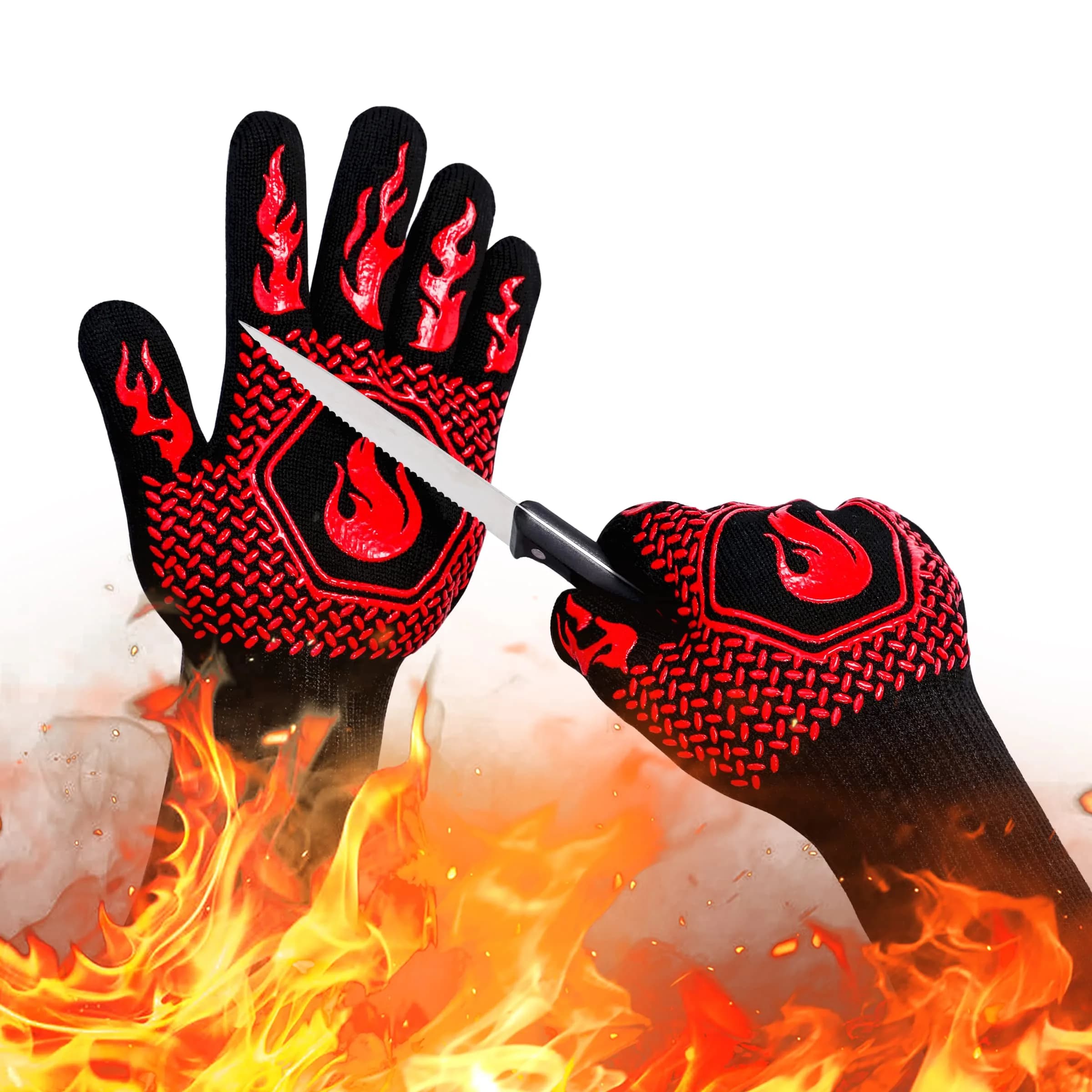 DKHDBD Red Heat Resistant BBQ Gloves 35.56cm (13.8in) | 1472°F Extreme Heat Protection - main product image