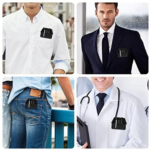 Aidunmis Black PU Leather Pocket Protector 2-Pack | Protects Shirts from Pen Leaks thumbnail 6