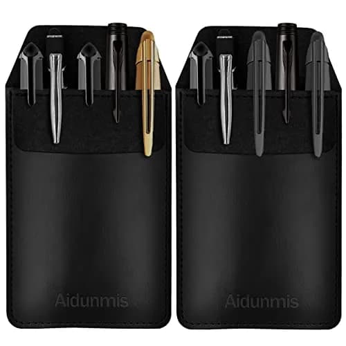 Aidunmis Black PU Leather Pocket Protector 2-Pack | Protects Shirts from Pen Leaks thumbnail 1