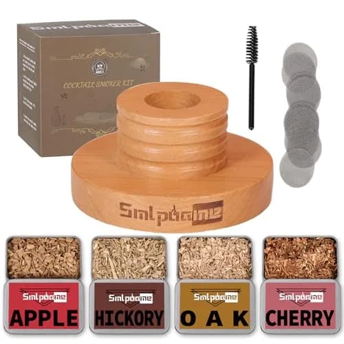 Smlpuame Cocktail Smoker Kit with 4 Wood Chip Flavors | Cherry Wood Infuser for Bourbon Whiskey Drinks thumbnail 1