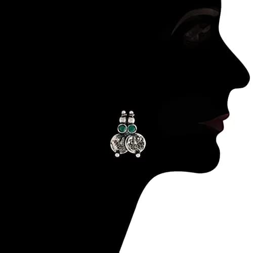 I Jewels Oxidized Silver Plated Necklace and Earring Set | Wedding & Festive Wear | 13cm Necklace, 2cm Earrings thumbnail 4