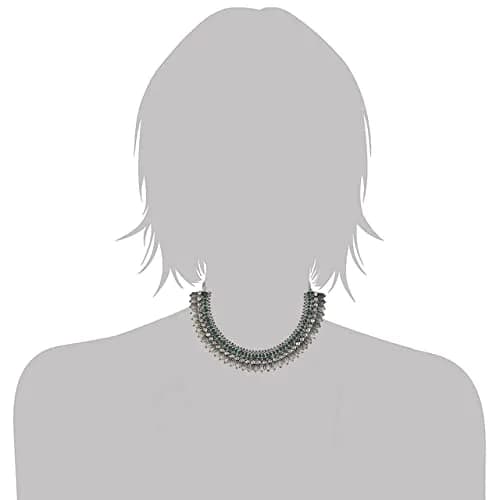 I Jewels Oxidized Silver Plated Coin Necklace and Earring Set for Women | 16cm Necklace, 2.5cm Earrings thumbnail 3