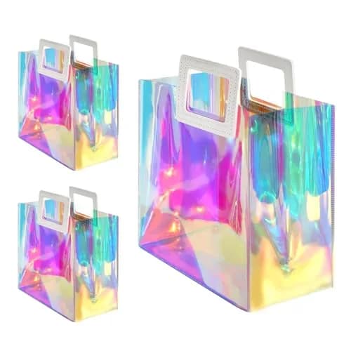 VUOJUR 8.3'' Holographic Gift Bags Pack of 3 | Reusable Birthday Gift Wrap thumbnail 1