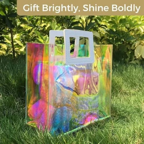 VUOJUR 8.3'' Holographic Gift Bags Pack of 3 | Reusable Birthday Gift Wrap thumbnail 2