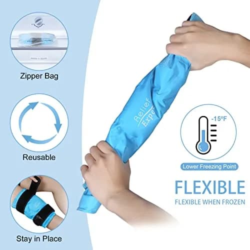 Relief Expert Knee Ice Pack Wrap Around Entire Knee Blue XL | Reusable Cold Compress for Muscle Relaxation & Post-Workout Recovery thumbnail 5