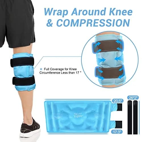 Relief Expert Knee Ice Pack Wrap Around Entire Knee Blue XL | Reusable Cold Compress for Muscle Relaxation & Post-Workout Recovery thumbnail 2