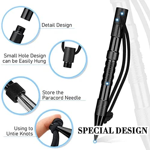 Moxweyeni Black Paracord Knotting Tool Marlin Spike with 3 Stainless Steel Lacing Needles | 16.2 cm (6.18 in) Marlin Spike & 7.8 cm (3.07 in) Needles thumbnail 3