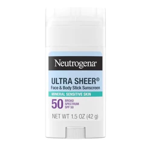 Neutrogena Ultra Sheer Mineral Sunscreen Stick SPF 50, 1.5 oz | Easy-Apply Stick for Face - main product image
