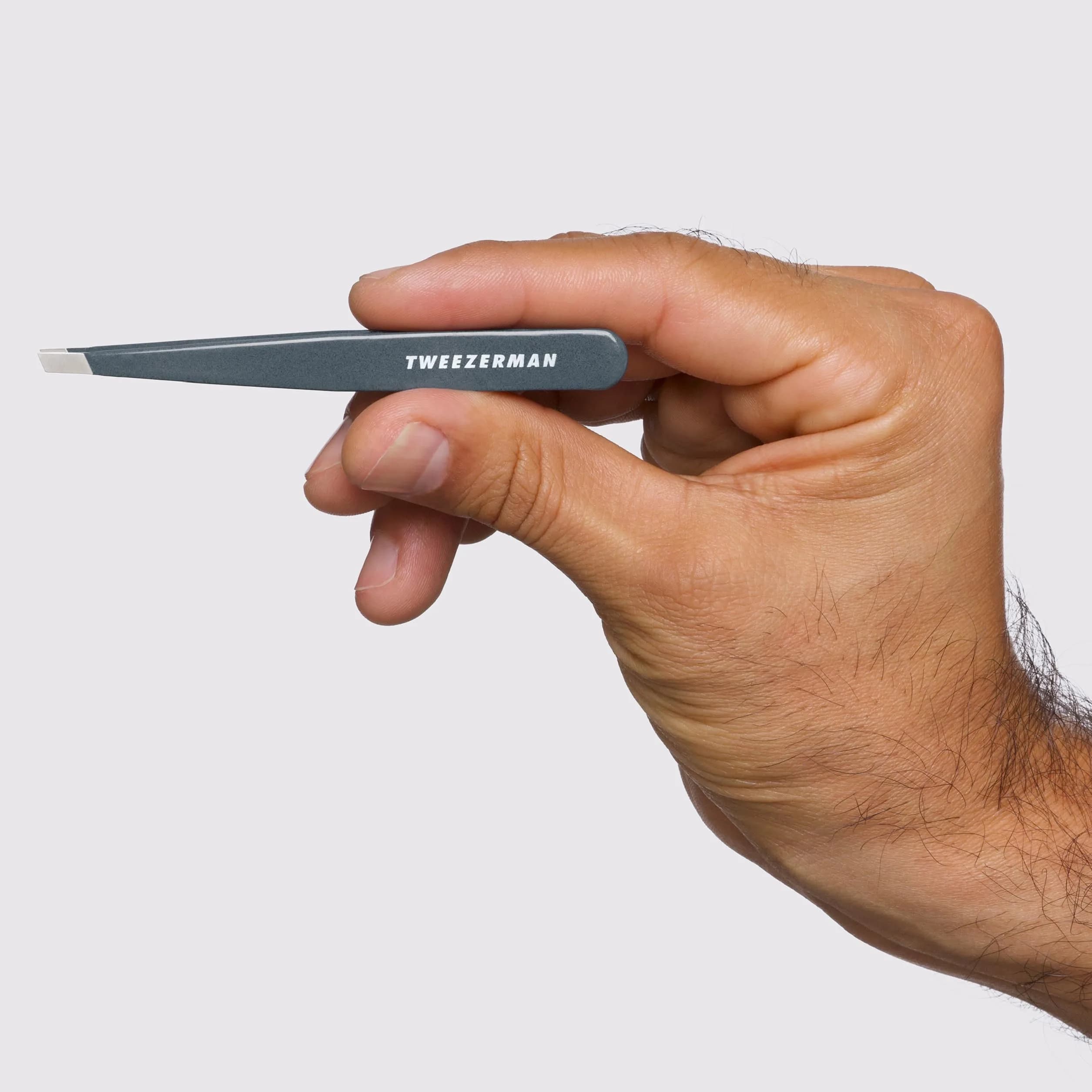 Tweezerman Slant Tweezer – Tweezerman Tweezers for Eyebrows Blue Stone | Precision, Hand-Filed Tips, 25° Slant, Stainless Steel - view 3
