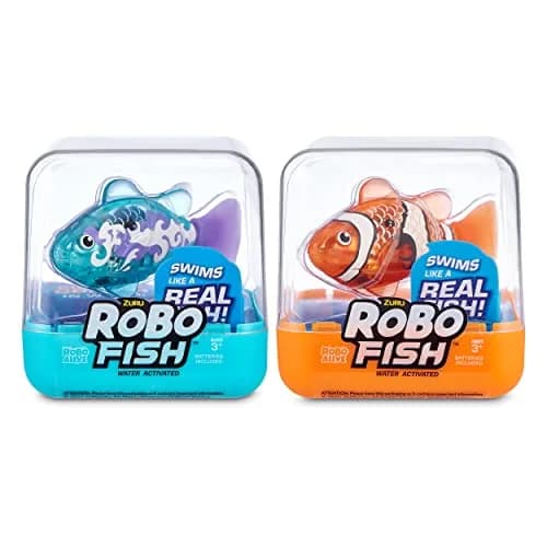 Robo Alive Robo Fish Series 2 (Teal + Orange 2 Pack) | Robotic Swimming Fish with Color Change thumbnail 1