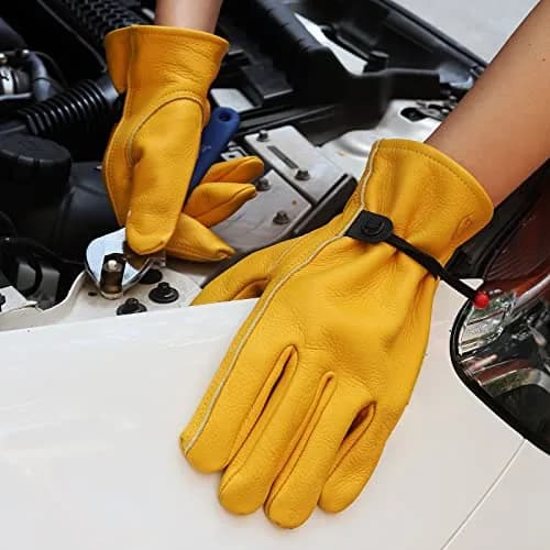 KKOYING Genuine Leather Work Gloves for Men & Women, XL (1.2mm Thickness) | Cowhide, Abrasion & Puncture Resistant thumbnail 5