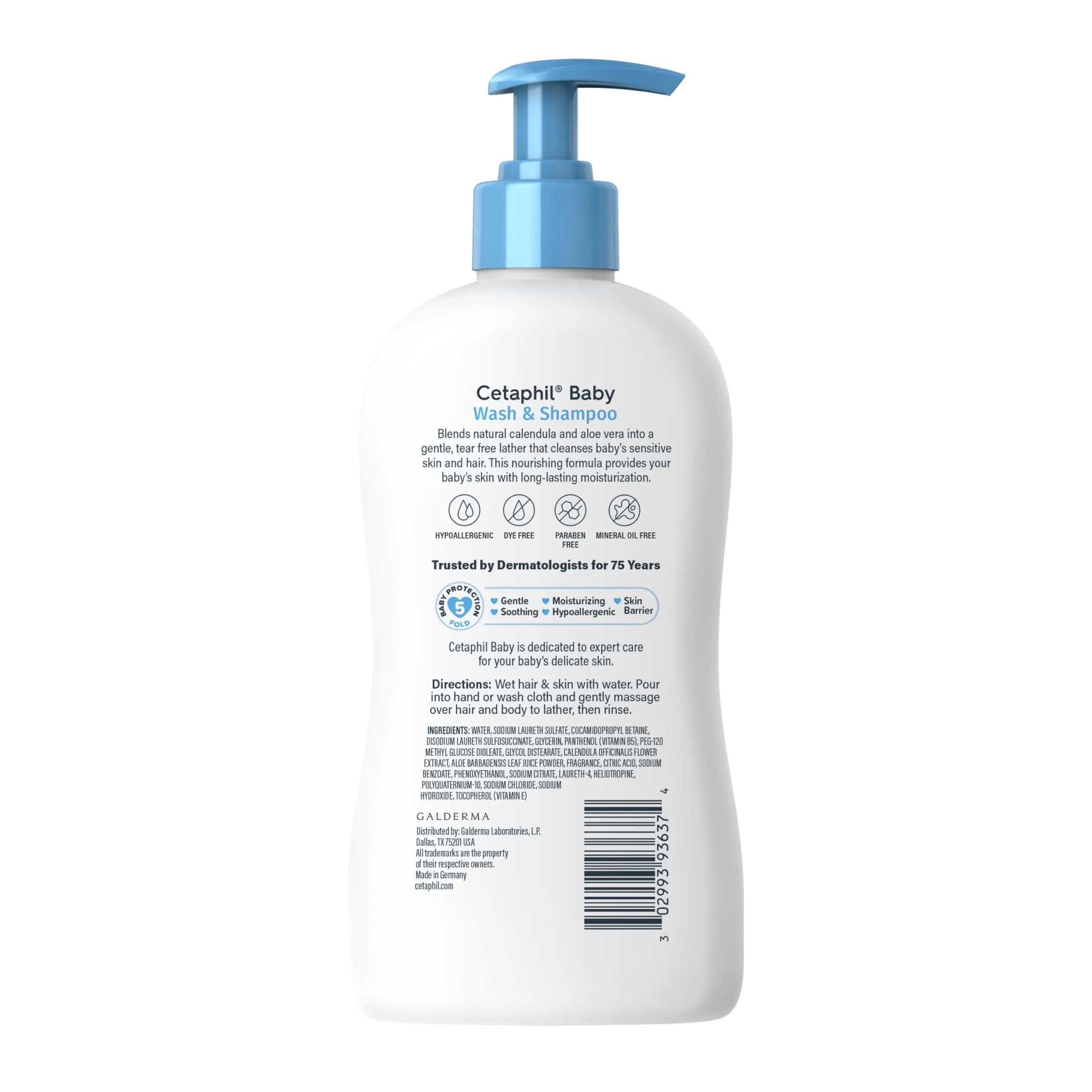 Cetaphil Baby Wash & Shampoo, Gentle Cleanser for Hair & Body, 2 Pack, 13.5 Fl Oz Each | Hypoallergenic, Tear-Free - view 7