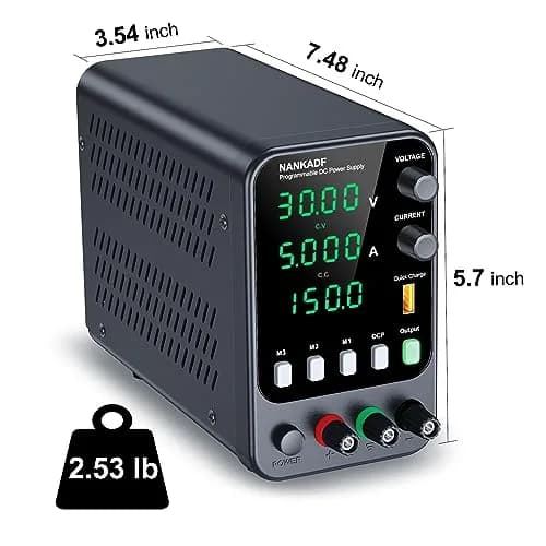 NANKADF DC Power Supply 30V 5A 150W | Variable Bench Power Supply with USB Quick-Charge & Memory Presets thumbnail 6