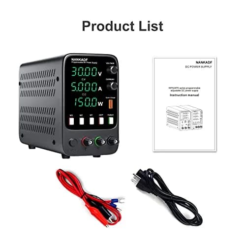 NANKADF DC Power Supply 30V 5A 150W | Variable Bench Power Supply with USB Quick-Charge & Memory Presets thumbnail 7